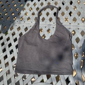 EXPRESS cropped black halter top sz S